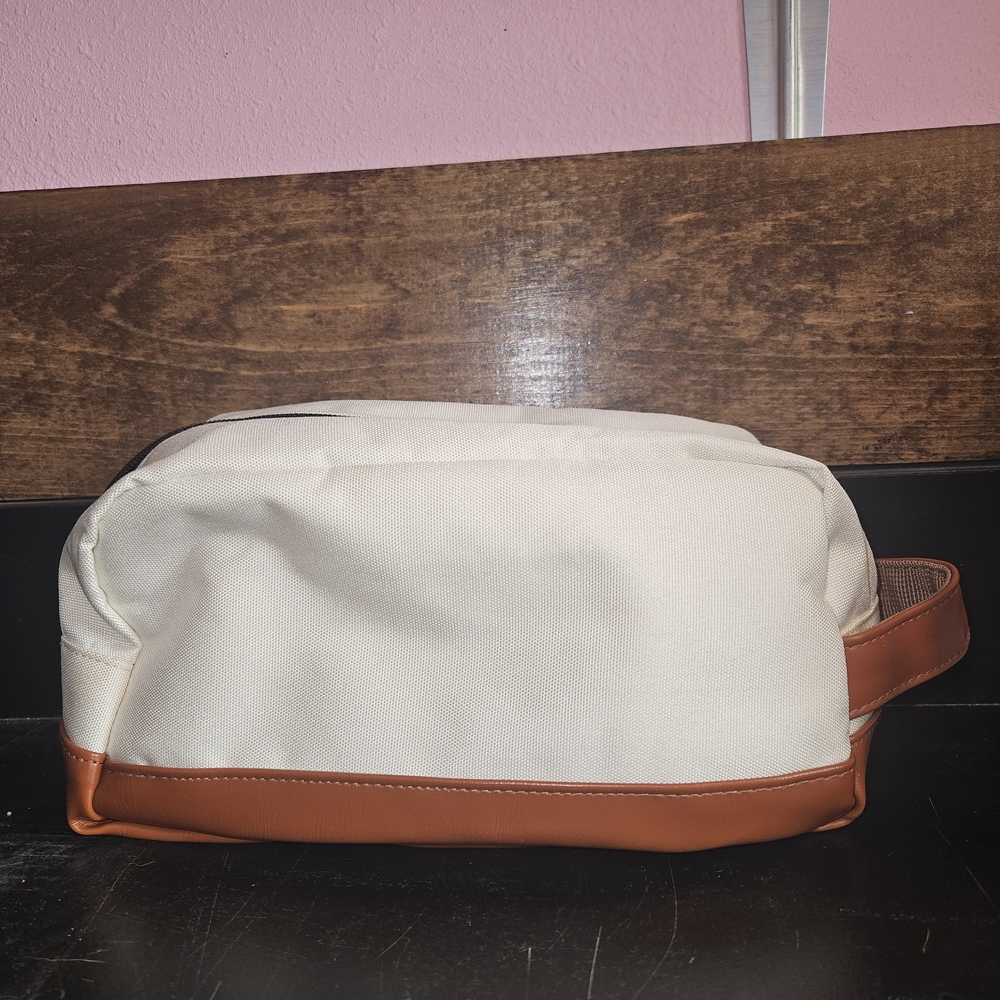 Stylish Cream and Brown Toiletry Bag